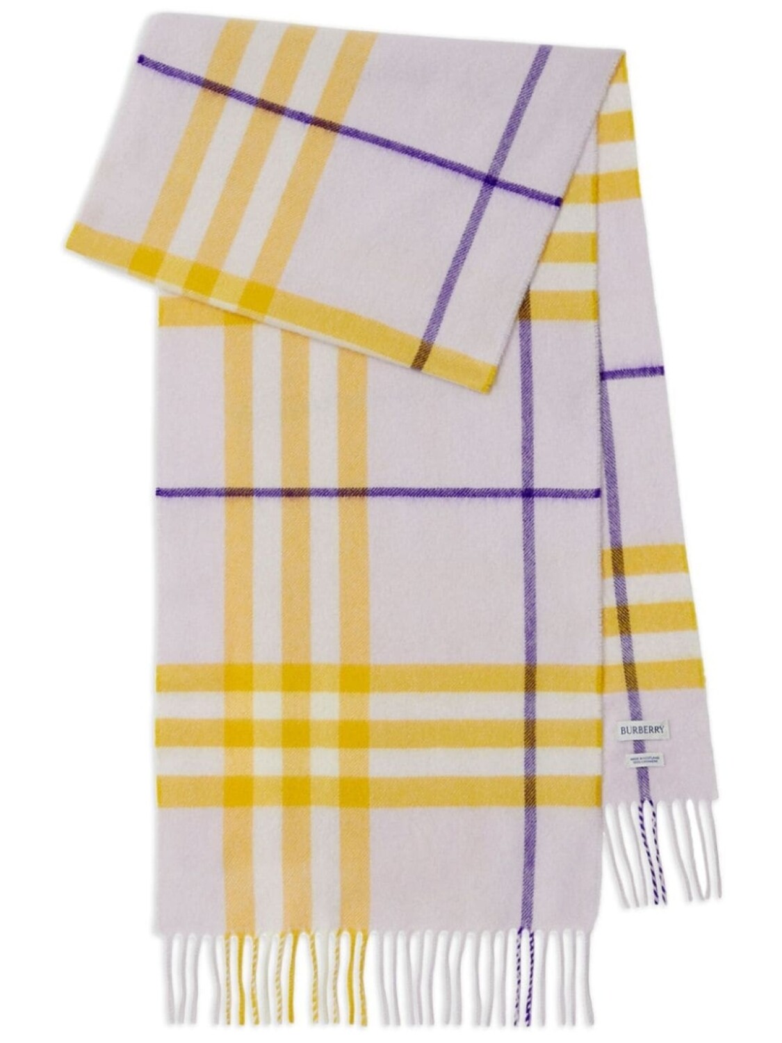 

Burberry клетчатый кашемировый шарф с бахромой, фиолетовый