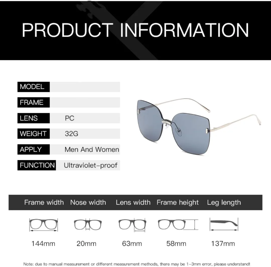 

Женские солнцезащитные очки «кошачий глаз» без оправы, большие солнцезащитные очки класса люкс, модные мужские очки в смелом стиле, без оправы TKKTLLT, C6 Brown