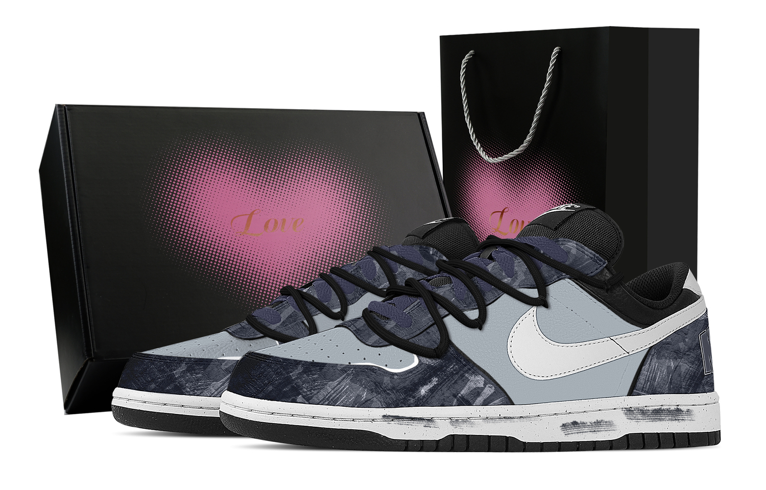 

Nike Большие винтажные кроссовки neighborhood, heart box устойчивые к истиранию дышащие низкие скейтерские мужские navy blue