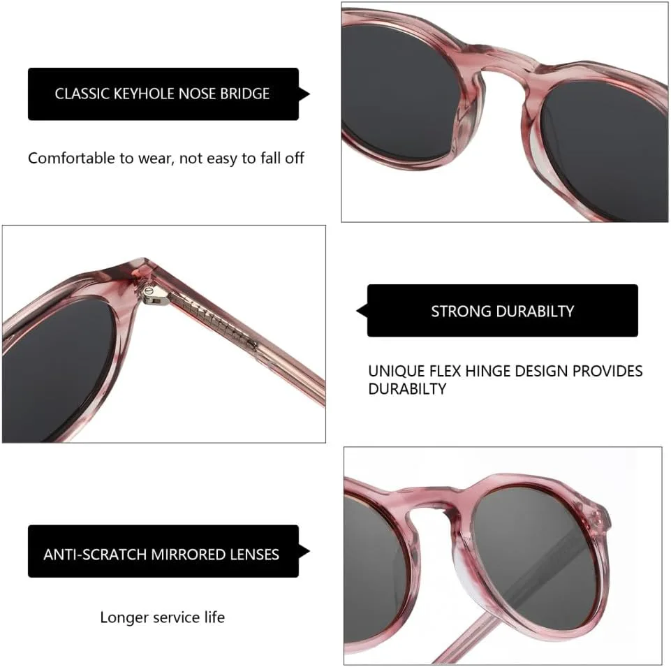 

Поляризованные солнцезащитные очки из ацетата, круглые, винтажные, с защитой от УФ-излучения UV400, для мужчин и женщин, в стиле ретро generic, 009 Crystal Grey