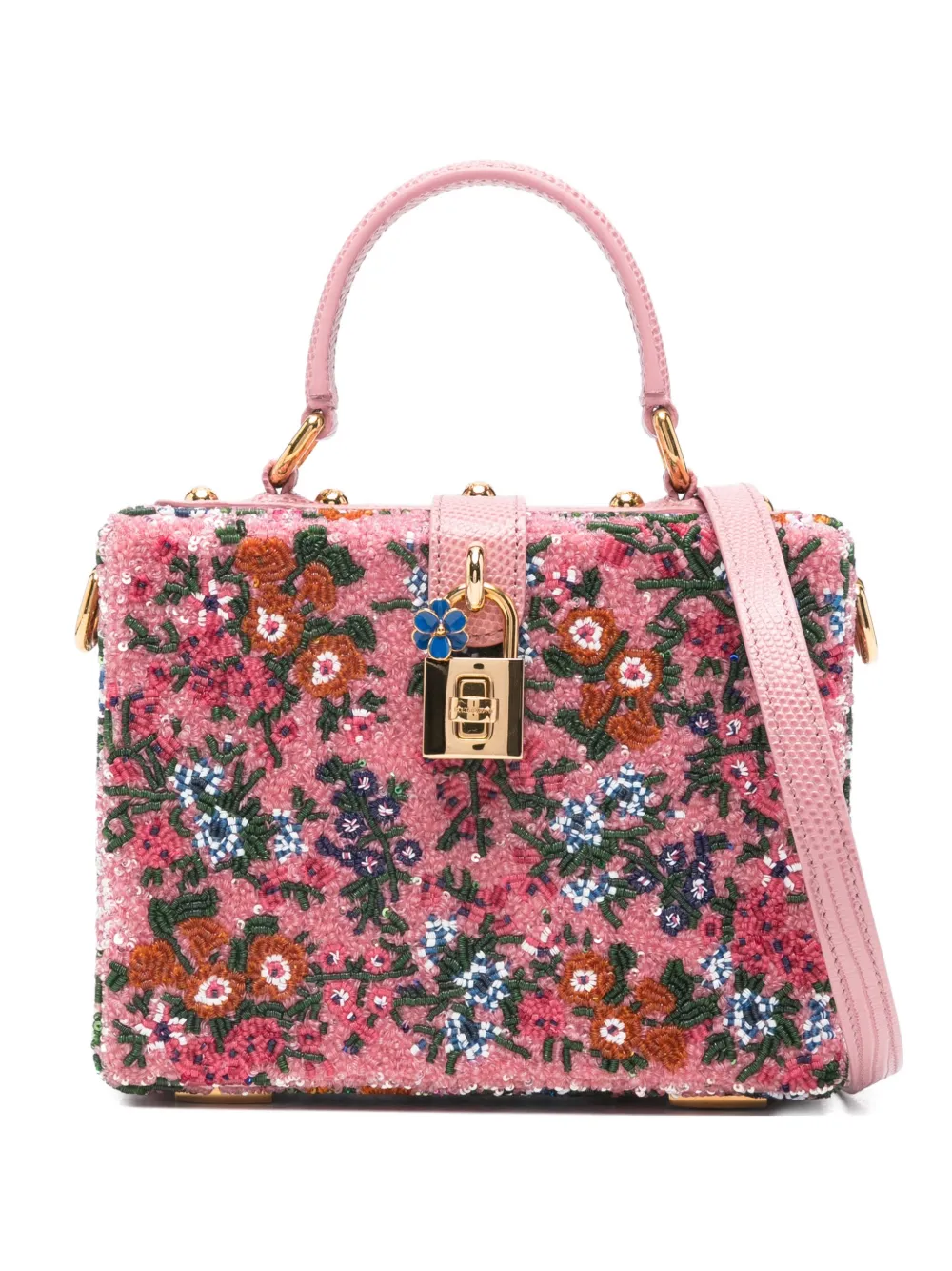 

Сумка-тоут с цветочным принтом и замком Dolce & Gabbana, розовый