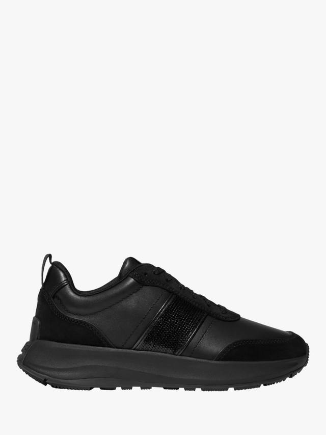 F-Mode Flow блестящие замшевые платформенные кроссовки FitFlop, All Black
