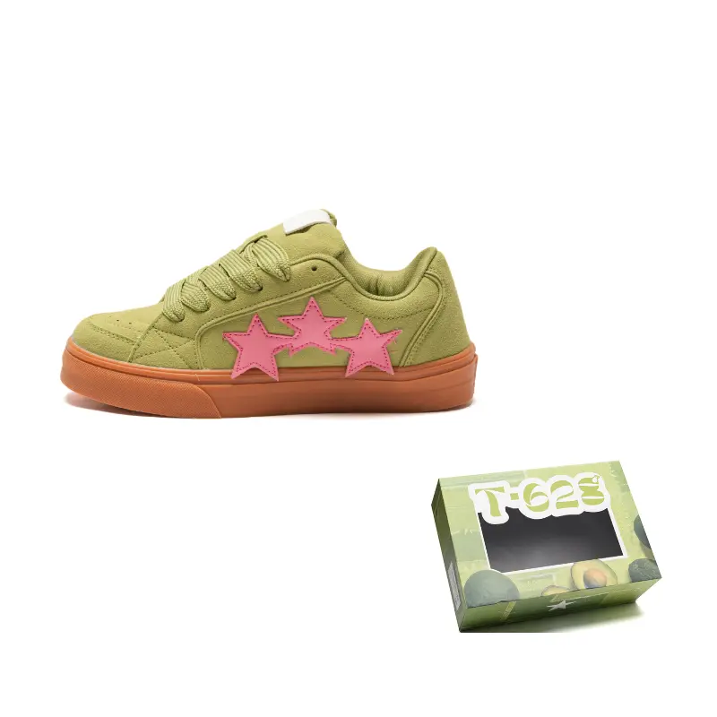 

T628 Звездчатые пухлые кроссовки противоскользящие, износостойкие, легкие низкие скейтерские унисекс в вердант грин, цвет Verdant Green