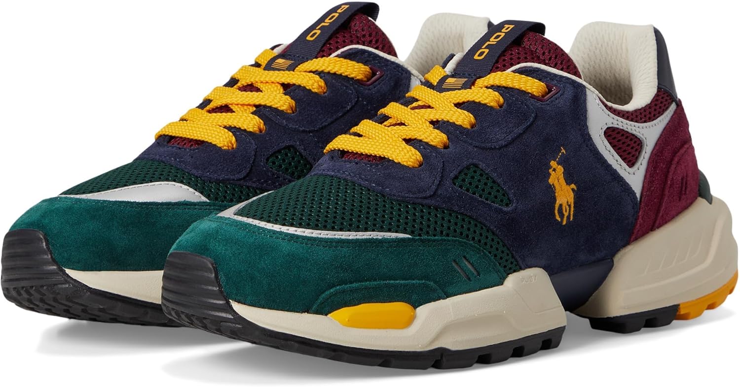 

Polo Ralph Lauren мужские кроссовки low top на шнуровке из замши и сетки Jgr Pp, Collegiate Color/Blockblock