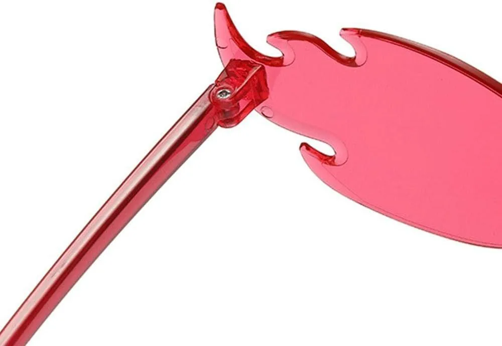 

Красочные солнцезащитные очки в форме пламени, забавные солнцезащитные очки без оправы в форме пламени, очки для вечеринок и косплея для женщин и мужчин HYYZZC, Blue