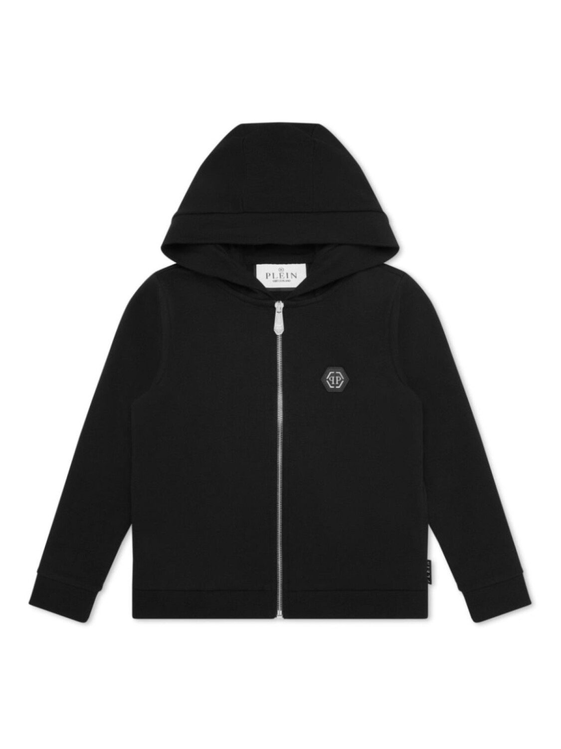 

Толстовка с капюшоном на молнии с логотипом Philipp Plein Junior, черный