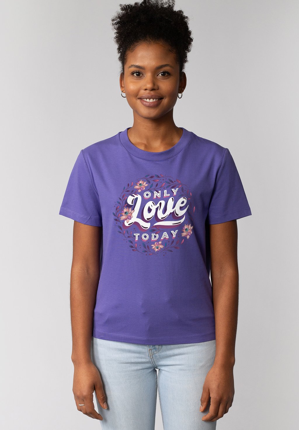 

Футболка с принтом ONLY LOVE TODAY watapparel, фиолетовый