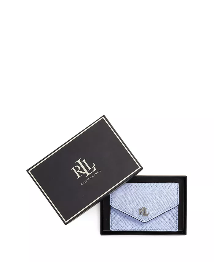 

Текстурированный кожаный картхолдер с клапаном Small Flap Lauren Ralph Lauren, синий