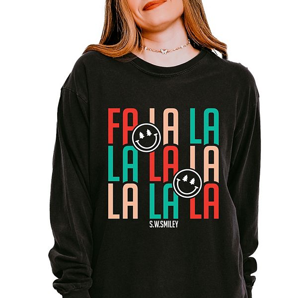 

SWSmiley fa la la - женская лонгслив с эффектом garment dyed Simply Sage Market, Black