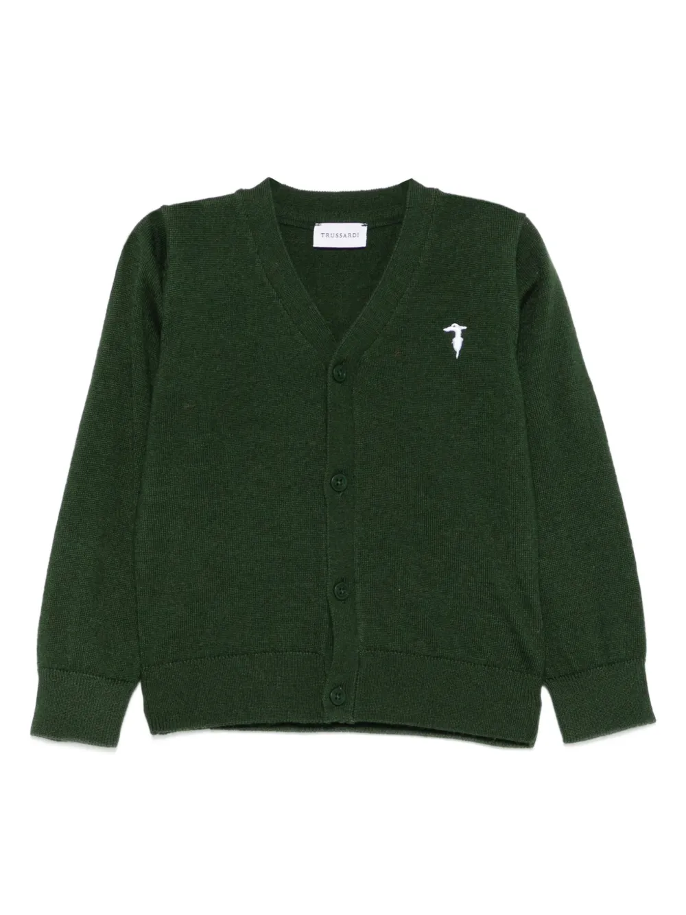 

Кардиган с вышитыми пуговицами-логотипами TRUSSARDI JUNIOR, зеленый