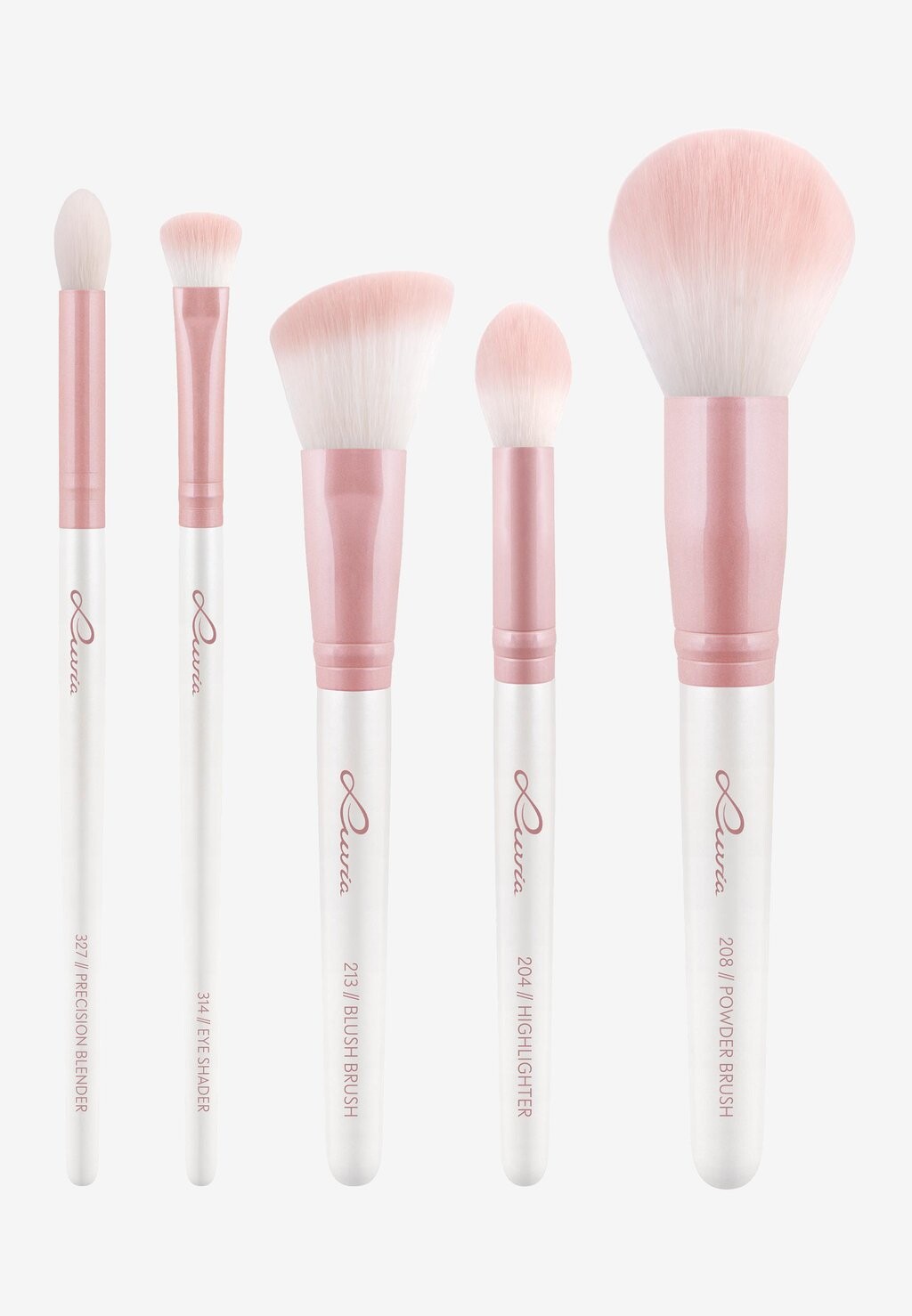 

Набор кистей Daily Essentials Brush Set Candy Luvia Cosmetics, цвет pearl white/candy pink