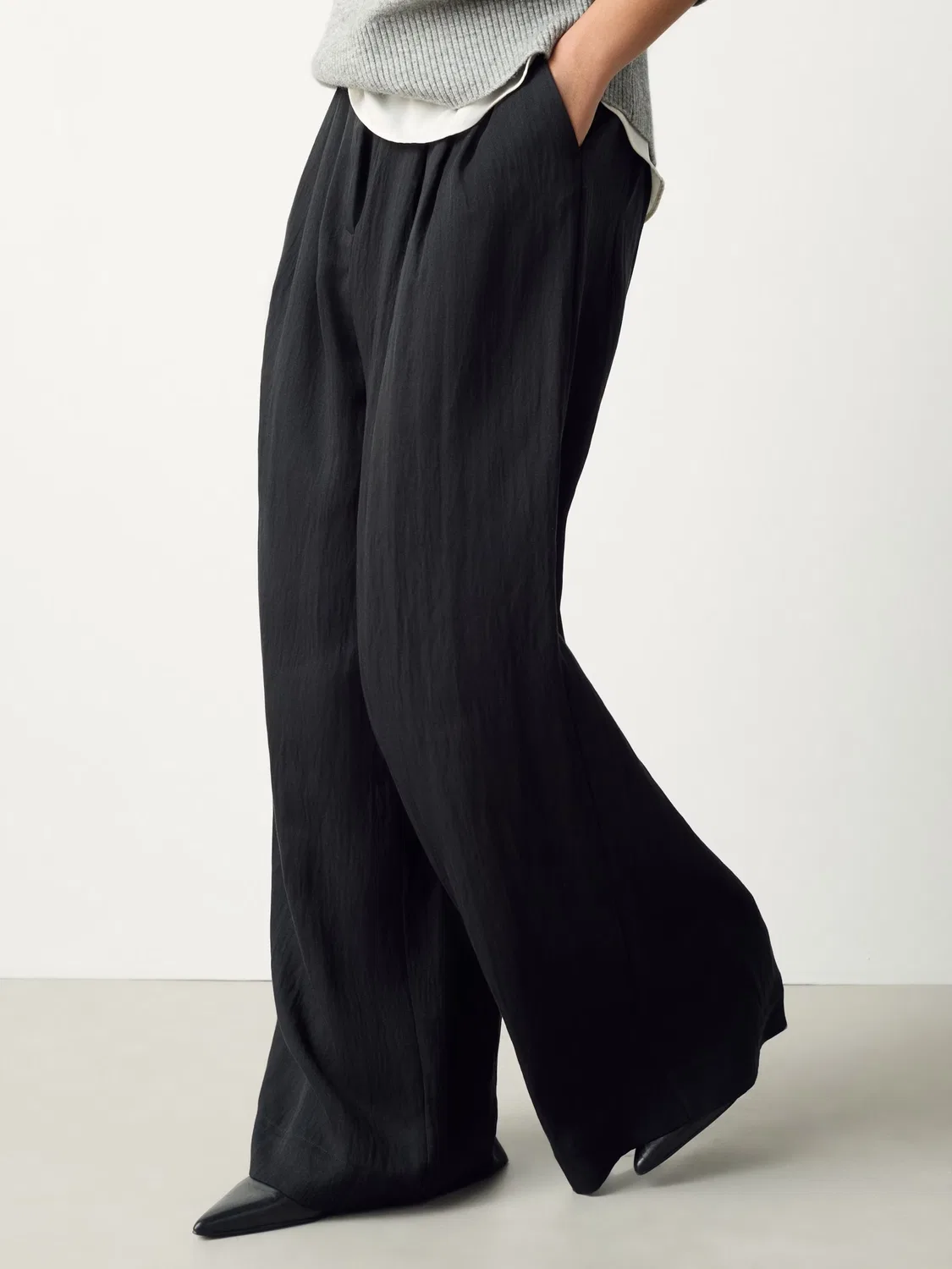 Широкие брюки со складками спереди Next, Black — фото 4