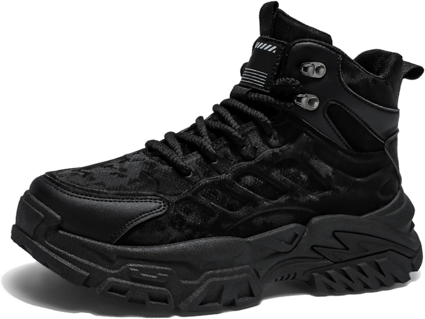 

Мужские высокие модные кроссовки Ботинки для пеших прогулок Повседневные спортивные прогулочные туфли Объемные кроссовки Spwagym, черный