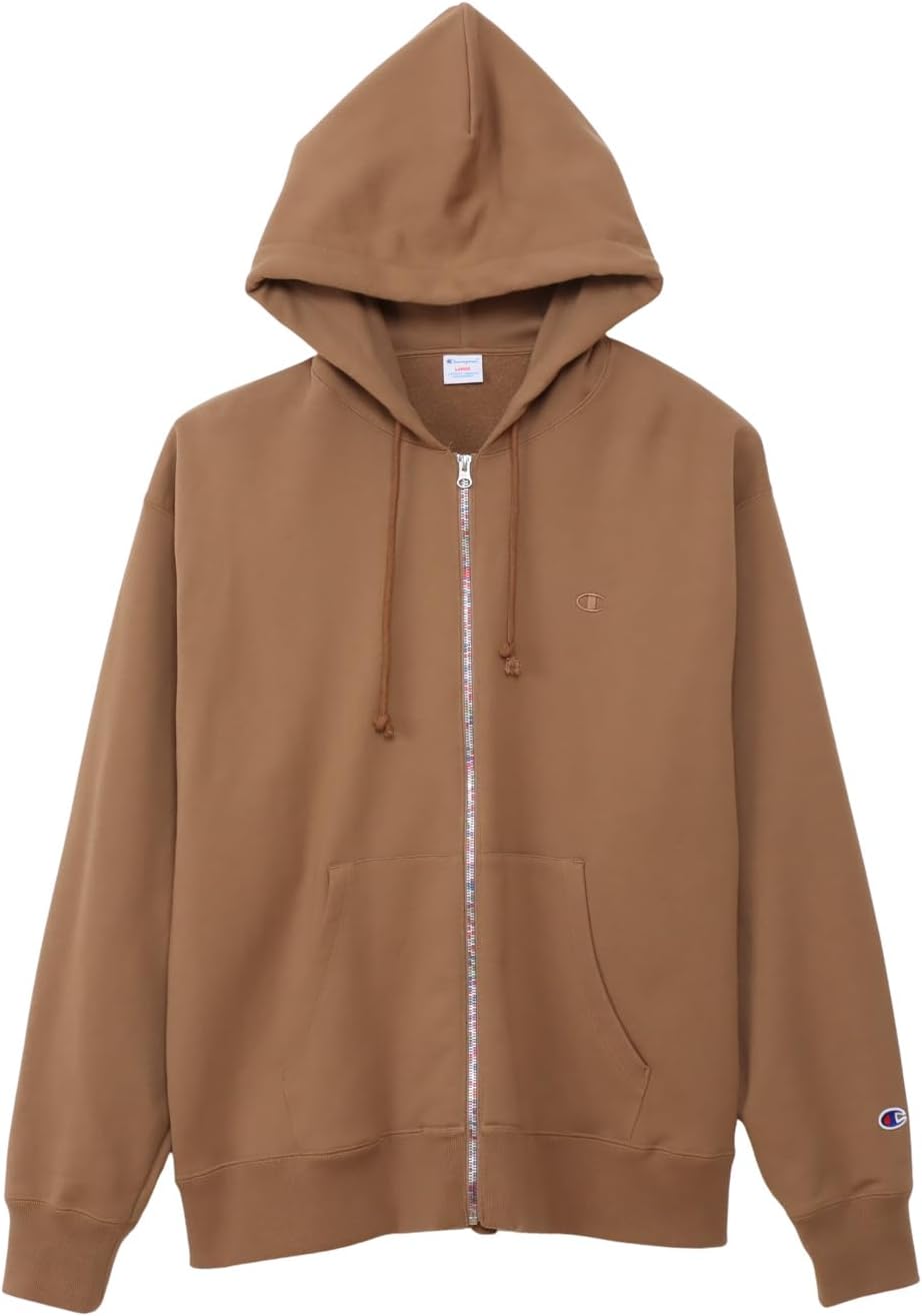 

Мужская повседневная толстовка Champion с капюшоном, длинными рукавами, 100% хлопок, свободный крой, вышивка логотипа в одной точке, застежка-молния, модель C3-D104, светло-коричневый
