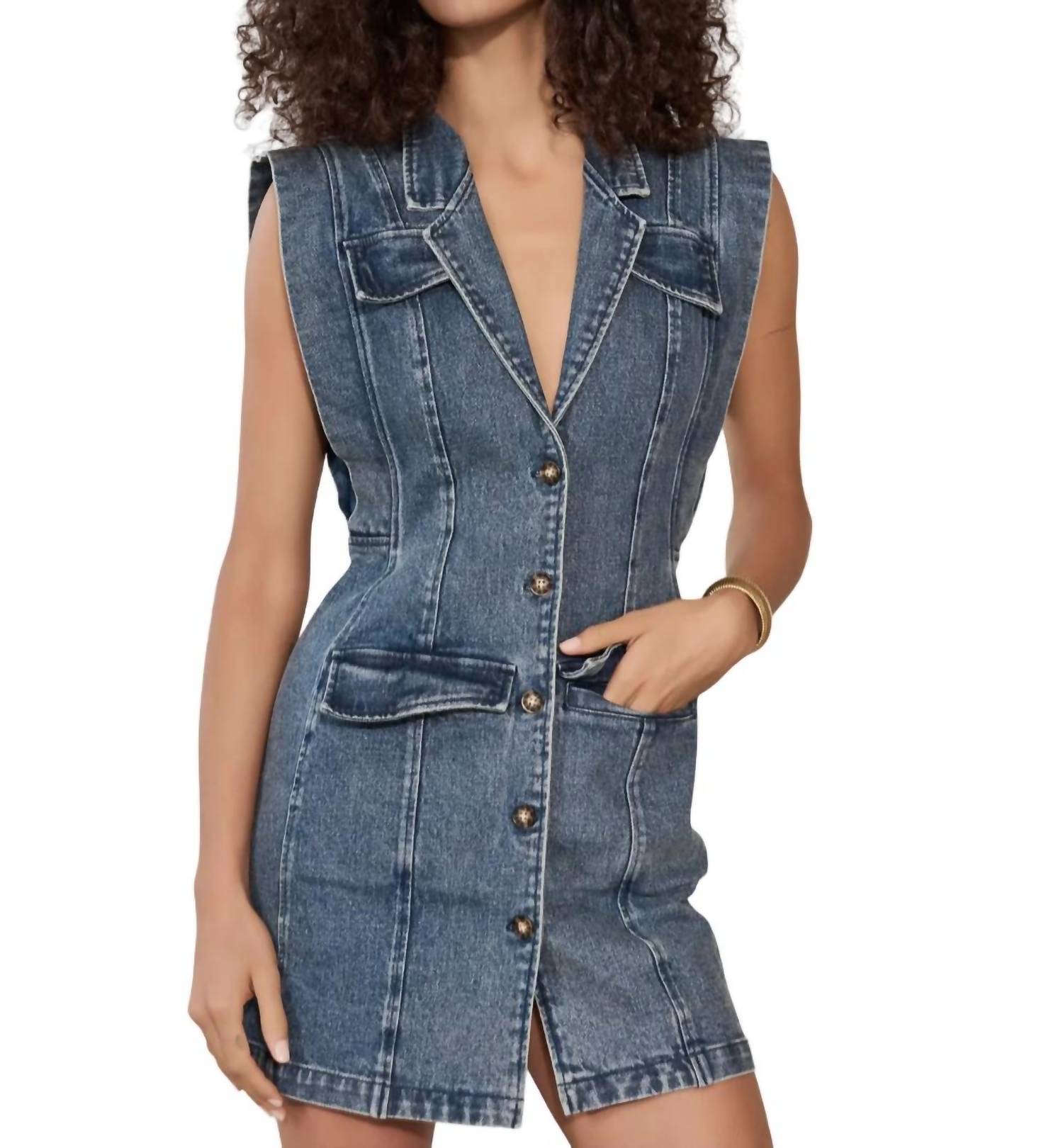 

Платье Becca Denim из синего денима Hevron
