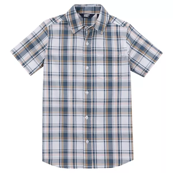

Рубашка из поплина с коротким рукавом для мальчиков 2–20 лет Lands' End, цвет everyday plaid