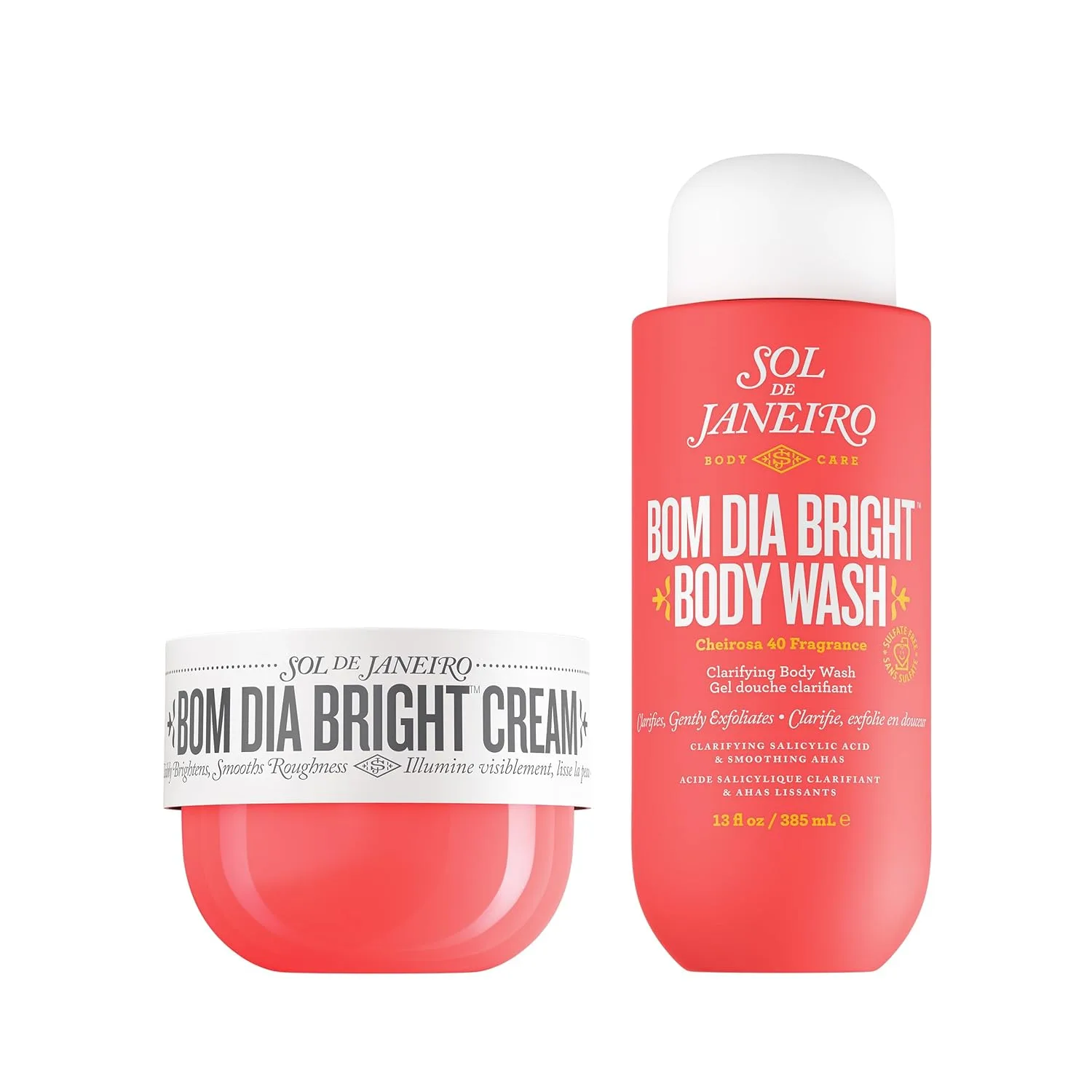 Набор для душа Sol de Janeiro Bom Dia Bright: крем и гель для душа | Полноразмерный набор Bom Dia Bright | Очищающий и разглаживающий | Аромат Cheirosa 40 | Эксклюзивно на Amazon