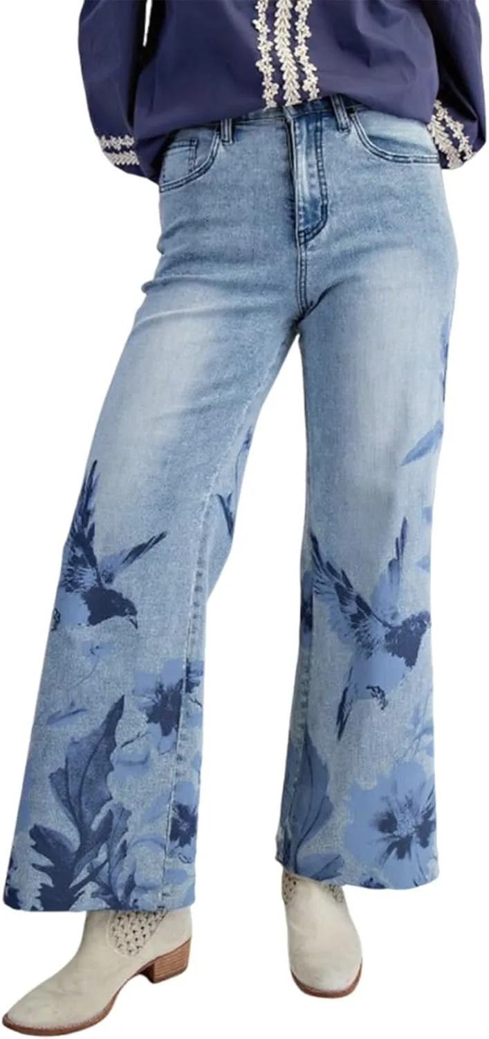 

Женские джинсы Y2k с цветочным принтом, широкие, завышенная талия utcoco