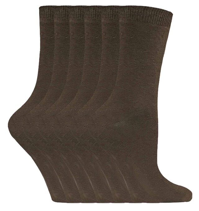 

6 пар женских носков из однотонного хлопка Sock Snob, коричневый