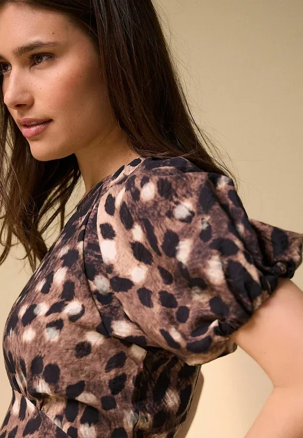 Платье миди Next Tall fit print puff sleeve, принт «зебра» — фото 3