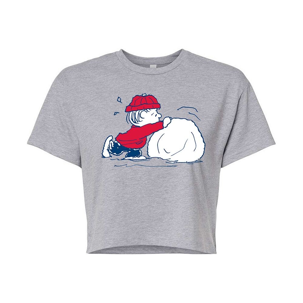 

Укороченная футболка Juniors' Peanuts Linus Snowball Licensed Character, цвет Heather Gray