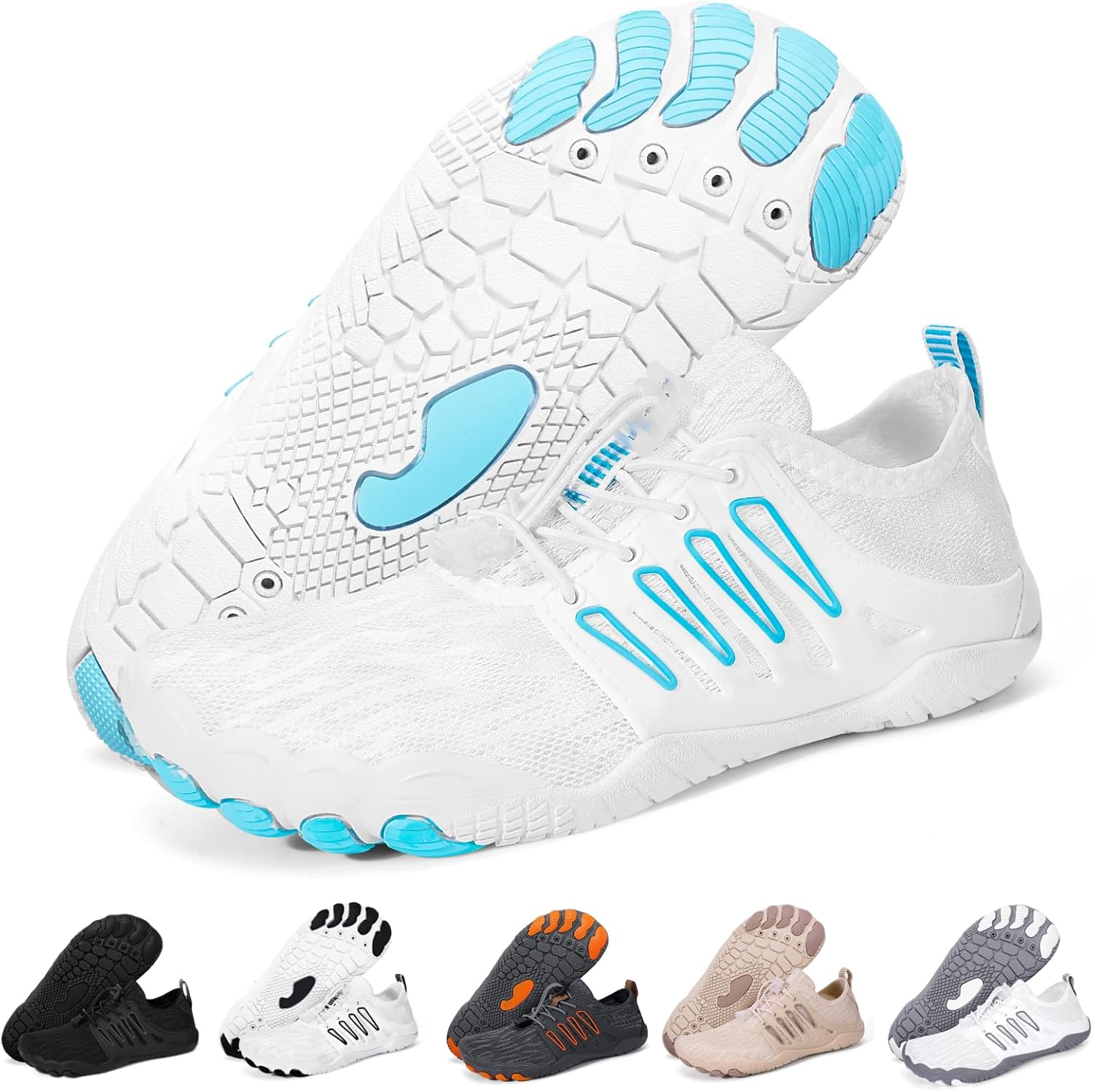 

Водонепроницаемые кроссовки Hike Barefoot для женщин и мужчин, быстросохнущие, с широким носком, для пляжа, плавания и спорта, легкие, нескользящие, для бассейна, походов, прогулок, каякинга, дайвинга и серфинга Frgitygift, белый