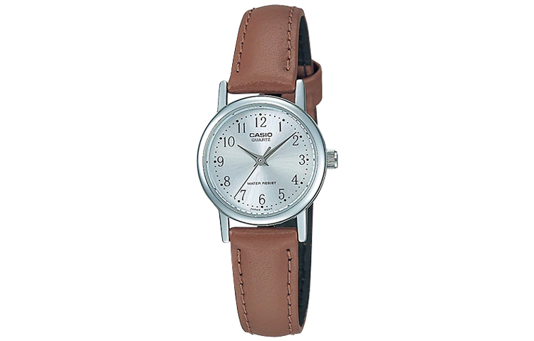 

CASIO Часы Women's Standard Series Silver Watch LTP-1095E-7B, Silver Dial Brown Strap