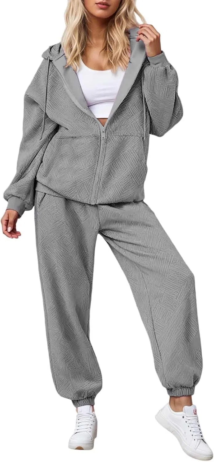 Женский спортивный костюм из толстовки и широких штанов, Generic, Y-#l-grey