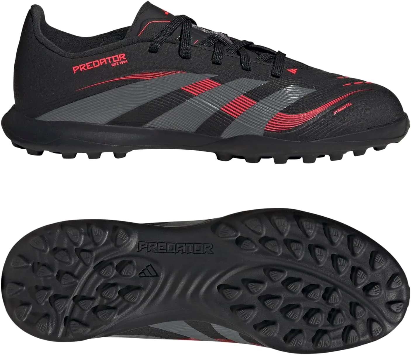 Футбольные кроссовки Adidas Originals Boys' League Predator для игры на траве, черный/серый/красный — фото 3