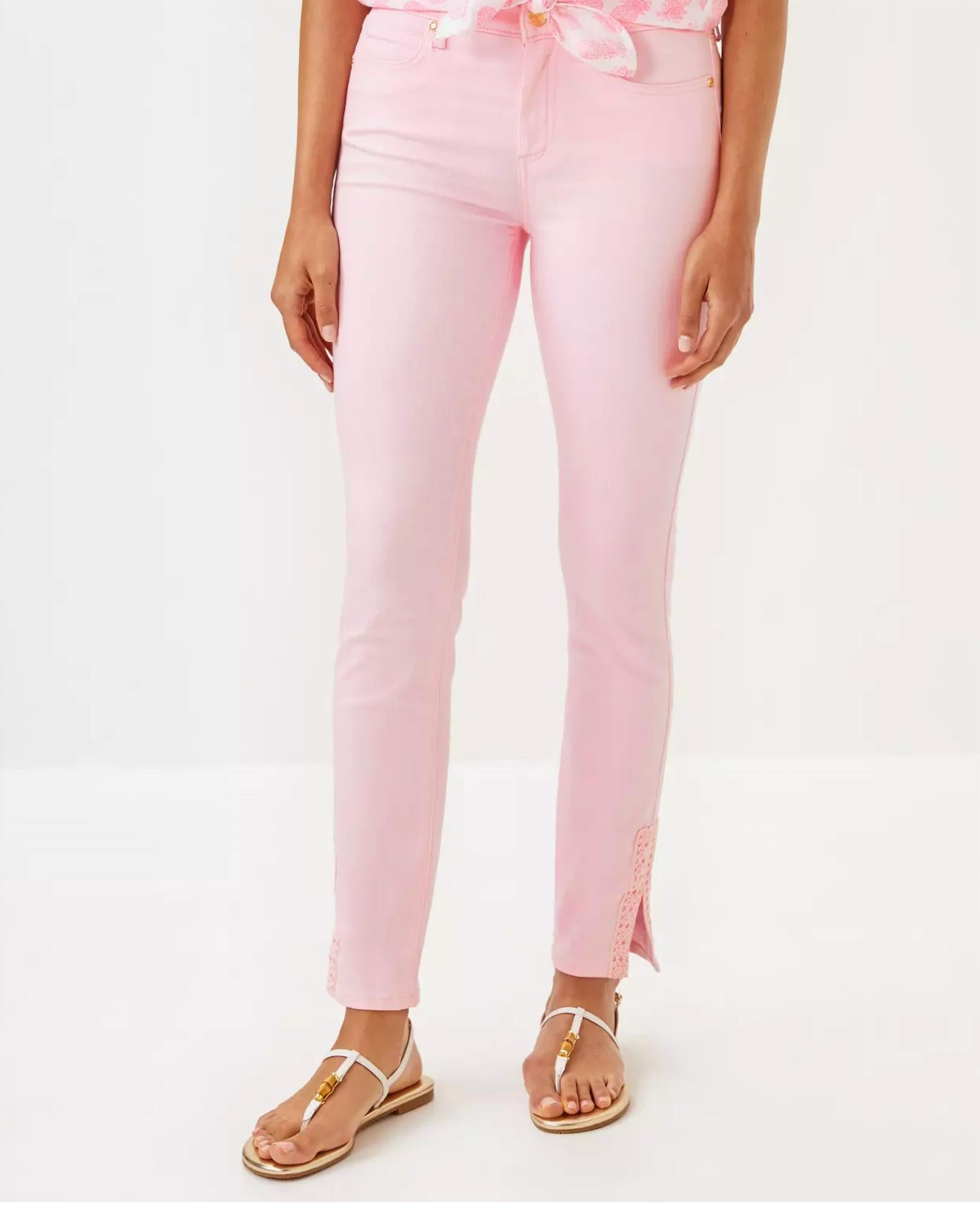 

29-дюймовые джинсы-скинни South Ocean High Rise в розовом цвете Muse Lilly Pulitzer