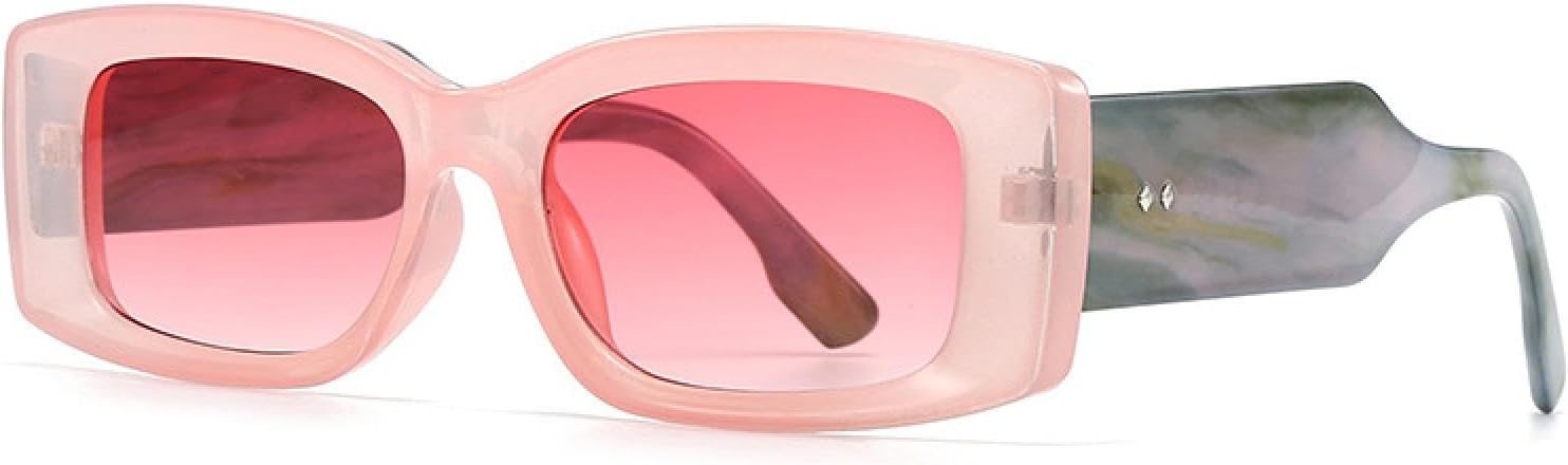 

Модные прямоугольные женские солнцезащитные очки класса люкс в стиле ретро, ​​конфетные цвета, прозрачный градиент; мужские солнцезащитные очки с широкими дужками и заклепками VVTWSSW, Pink Pink Gradient