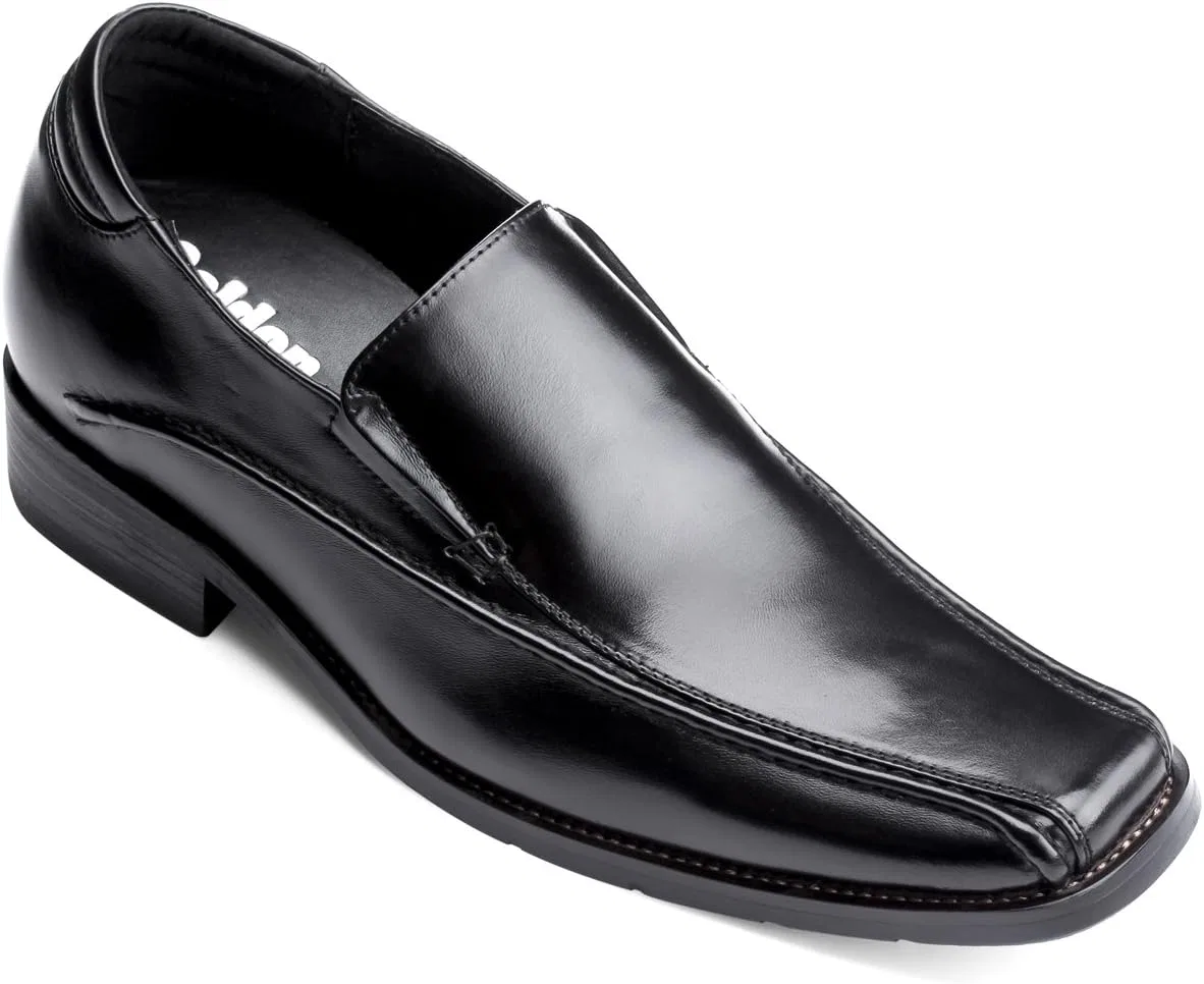 Мужские лоферы Calden MD370 Invisible Height, черные, из высококачественной кожи, без шнурков, легкий, классического кроя, высота 2,6 дюйма