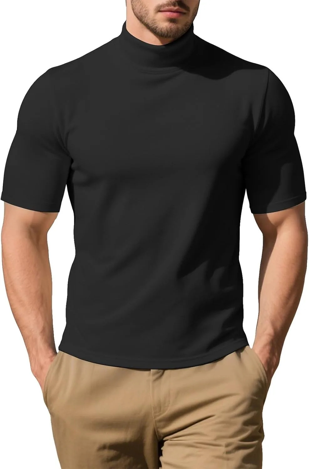 

Футболка-водолазка для мужчин, короткий рукав, Slim Fit