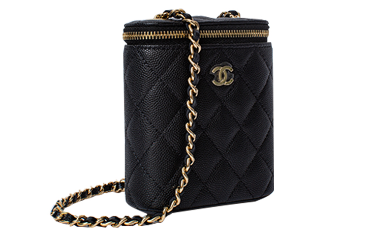 CHANEL Кроссбод сумка из личи грайн кожи коровы квадратная мини женская черная — фото 3