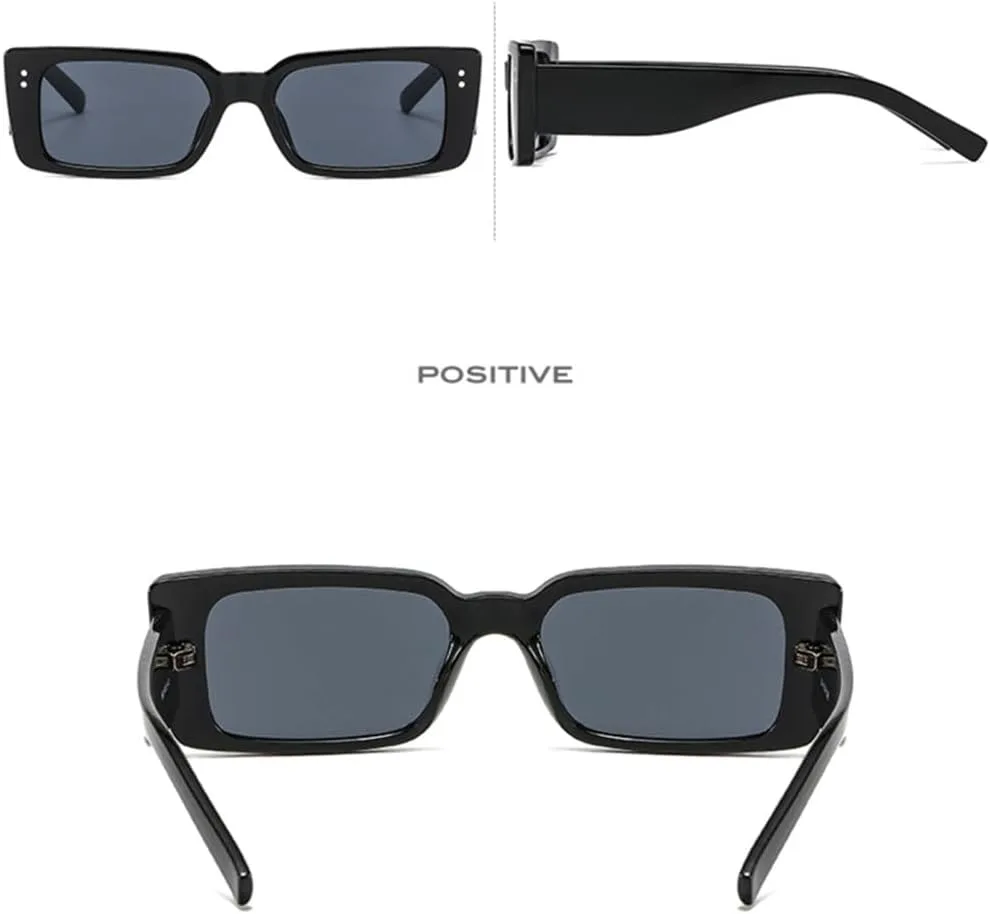 

Маленькие прямоугольные солнцезащитные очки для женщин в винтажном стиле, мужские солнцезащитные очки, очки с защитой от УФ-излучения UV400 generic, Black