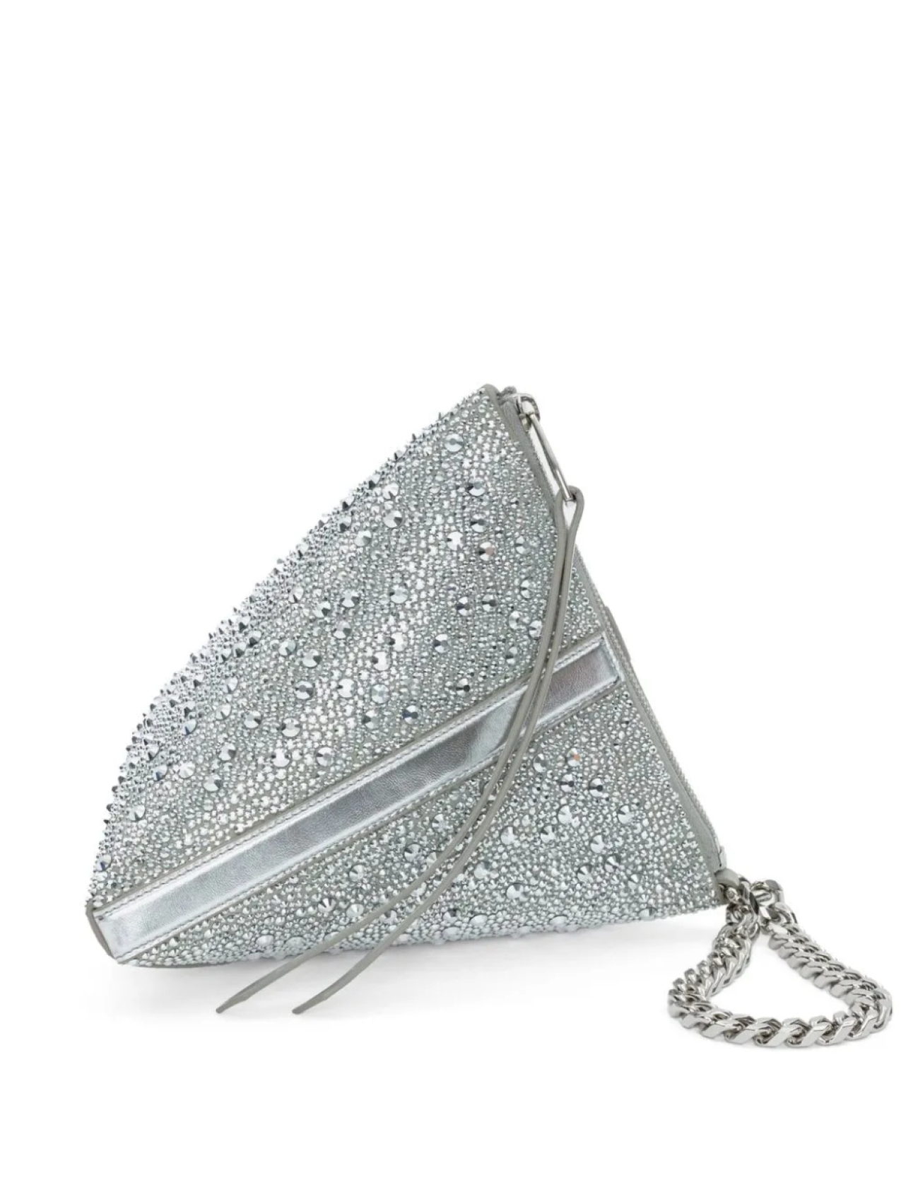 

Alexander McQueen декорированный клатч The Curve, серебряный