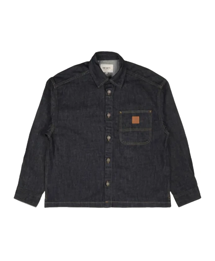 

Синяя джинсовая рубашка-куртка, классический крой. Carhartt Wip, синий