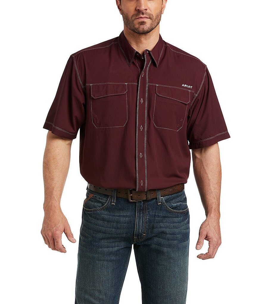 

Ariat Big & Tall VentTek Outbound классического кроя из тканой рубашки с короткими рукавами, красный