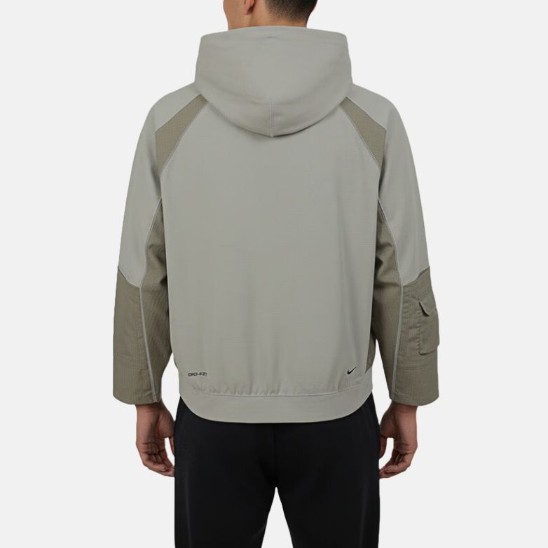 Nike Мужская толстовка Dri Fit серого цвета с капюшоном, средней толщины — фото 3