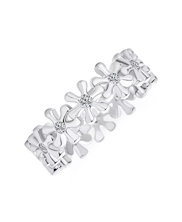 

Кольцо-Кольцо с подвеской в виде цветка и кубического циркония, выполненное в классическом стиле, из стерлингового серебра. Bling Jewelry, silver