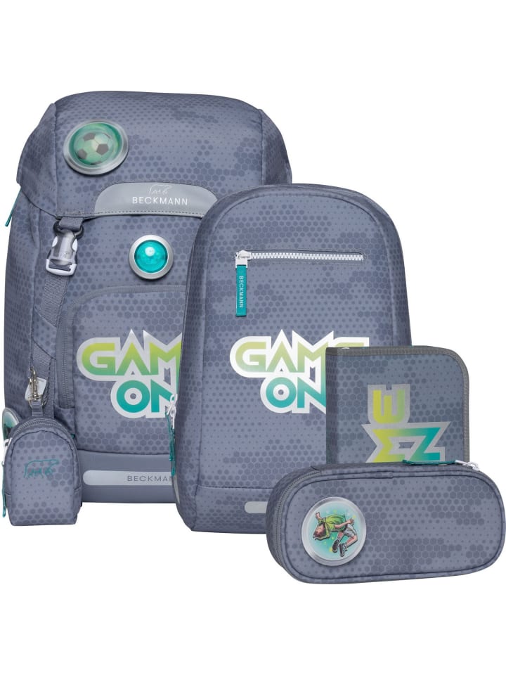 

BECKMANN Классический школьный рюкзак объемом 22 л, 6 предметов, цвет Game On, серый