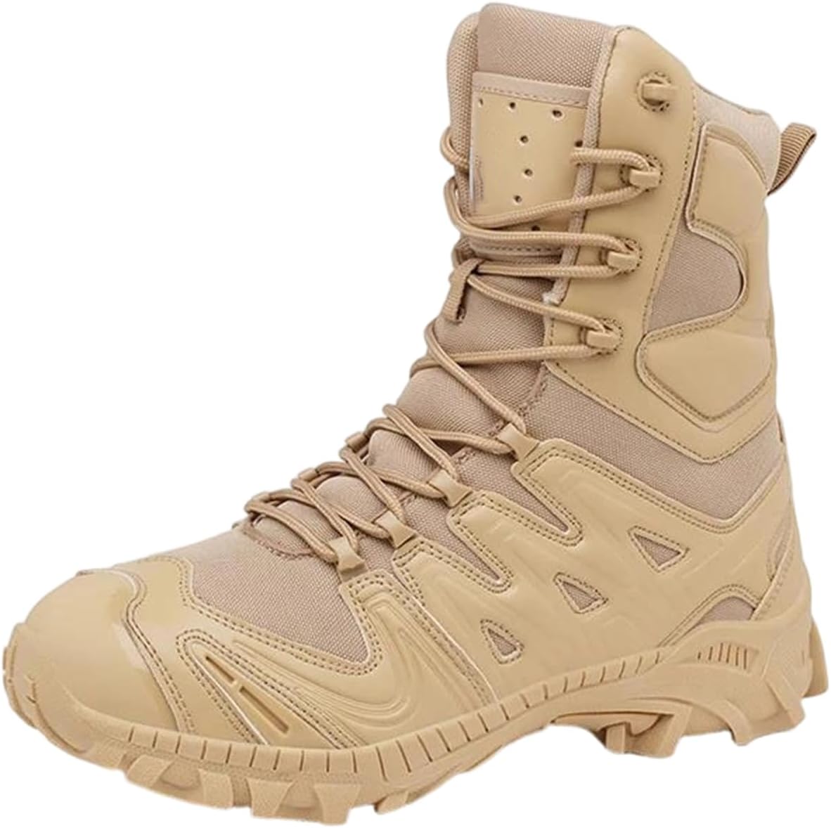 

Мужские водонепроницаемые походные ботинки Alloaone большого размера с толстой противоскользящей подошвой, средней высоты, из ПУ-кожи для активного отдыха на открытом воздухе, бежевый