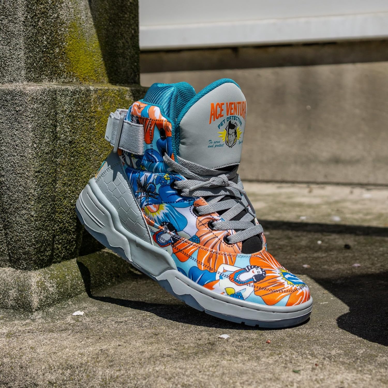 Кроссовки Ewing Athletics 33 Hi Ace Ventura 25th Anniversary от Mache - яркий узор, специальное издание, ретро-стиль, индивидуальная упаковка, мультиколор — фото 3