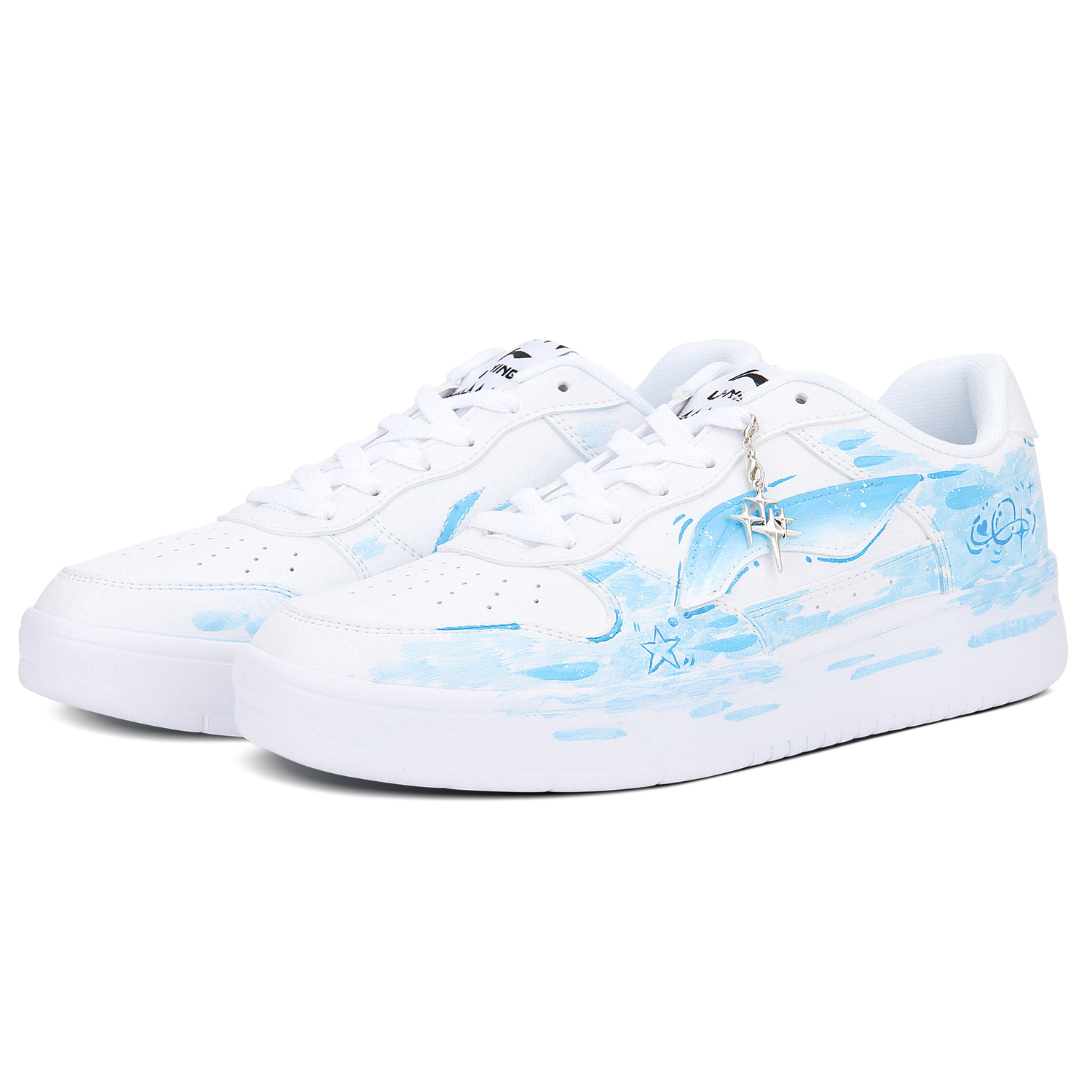 Понтонные лодки износостойкие и легкие низкие кроссовки Skateboard Shoes мужские LINING, белый синий — фото 4
