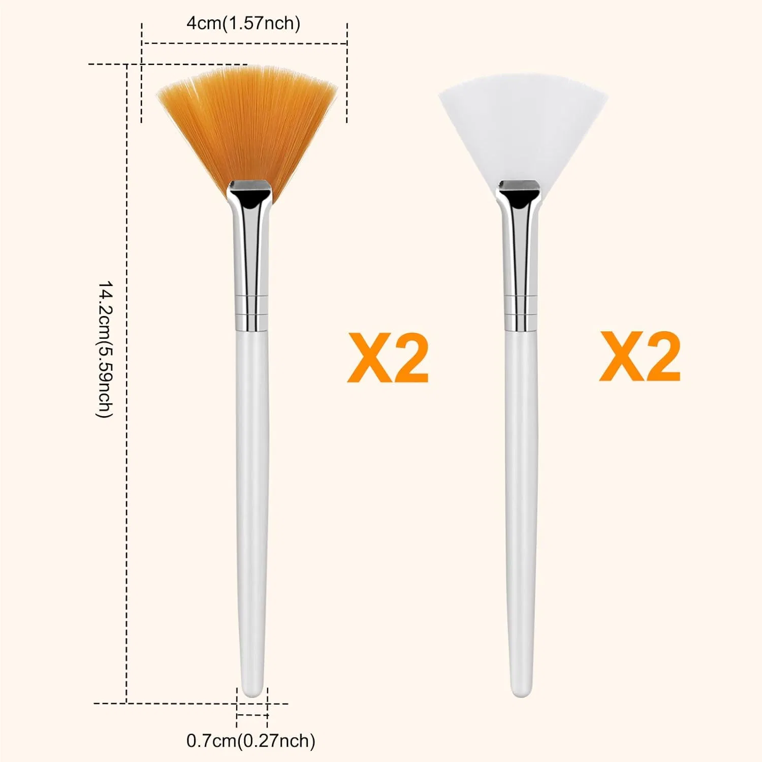 Набор из 4 веерных кистей Sibba для косметических масок Sibba, Pack Of 4 — фото 4
