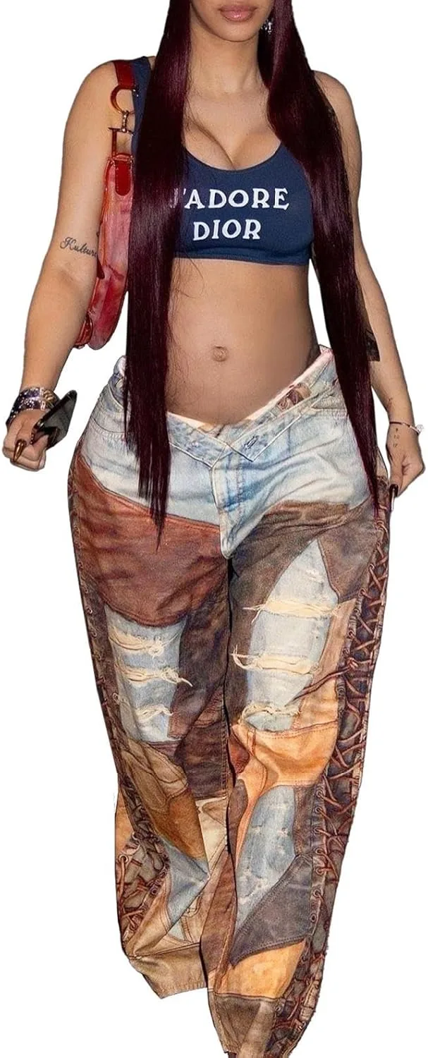 

Женские карго джинсы с высокой талией в стиле Y2K Yanyunji