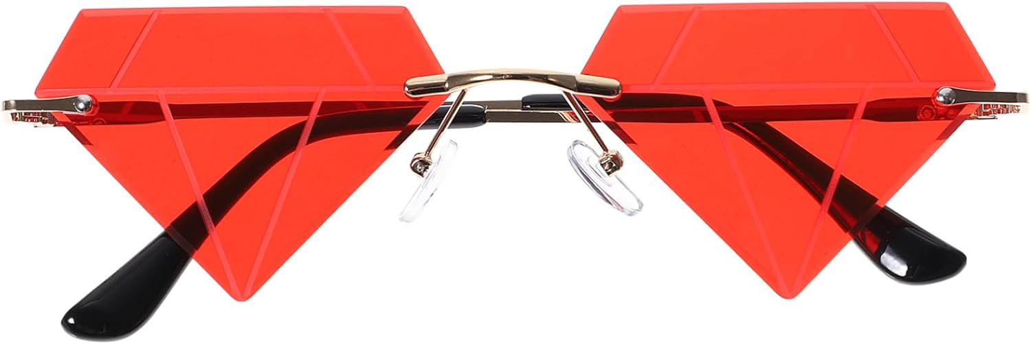 

1 пара стильных безободковых солнцезащитных очков для женщин, без оправы, защита от бликов, аксессуар для пляжных вечеринок, путешествий и праздничных мероприятий WOFASHPURET, Red frameless eyeglasses - Size: 14