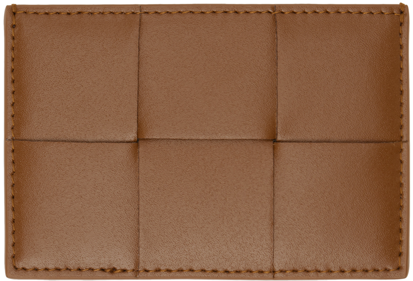 

Коричневый держатель для кредитных карт Cassette Bottega Veneta, Cognac/Space