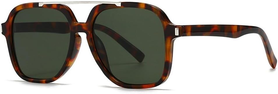 

Модные солнцезащитные очки большого размера с квадратной оправой и двойной перемычкой для женщин, защита от УФ-излучения UV400, ретро-стиль, заклепки, для мужчин, темно-зеленые солнцезащитные очки SKFGNX, Leopard Dark Green