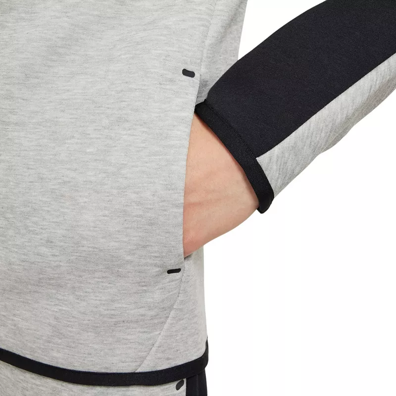 Флисовая толстовка с молнией во всю длину Nike для мальчиков, цвет Dk Grey Heather/Black/Wht — фото 3